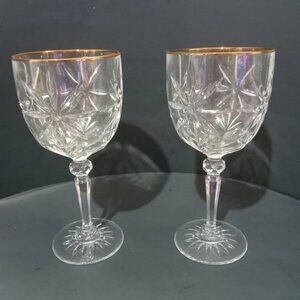 Avon made in France Crystal goblets gold rim 24% lead drinking glass